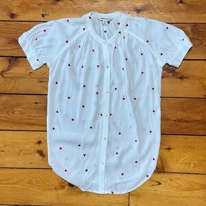Whistles White Blouse with Embroidered Hearts.
